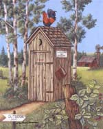 Rooster on top of Outhouse